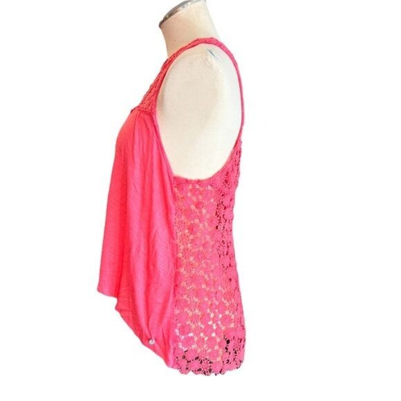 Abercrombie & Fitch Tank Top Womens S‎ Coral Lace Knit High Low Pullover Small - Picture 2 of 10